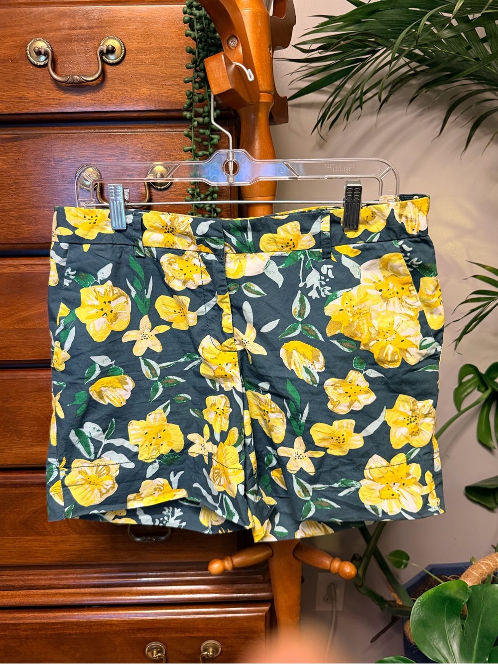 Joe Fresh Women’s Floral Yellow & Green Print Cotton Chino Shorts